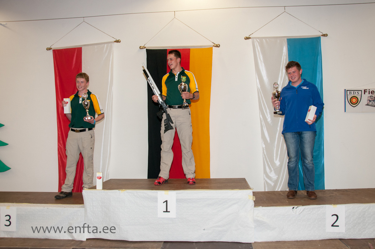 Best three PCP Juniors. third place Jaques Fouchee ZA, Second place Joshua Frossmann ZA, First place J P de Jager ZA